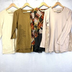 Lot Of 4 LOGO by Lori Goldstein Tunic Tops Shirts Womens Small S Neutral Casual